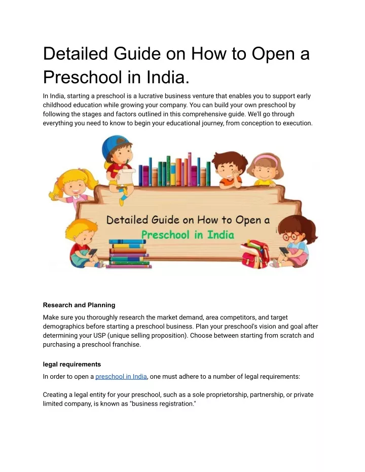 detailed guide on how to open a preschool in india