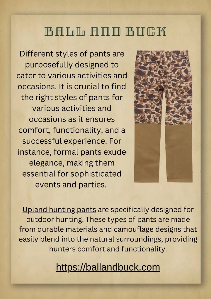 different styles of pants are purposefully