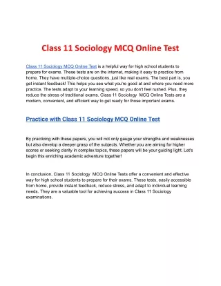 Class 11 Sociology MCQ Online Test