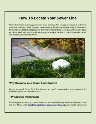 How To Locate Your Sewer Line