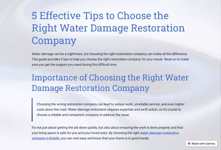 5 effective tips to choose the right water damage