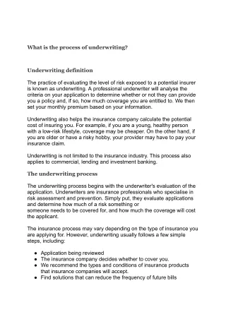what is the process of underwriting