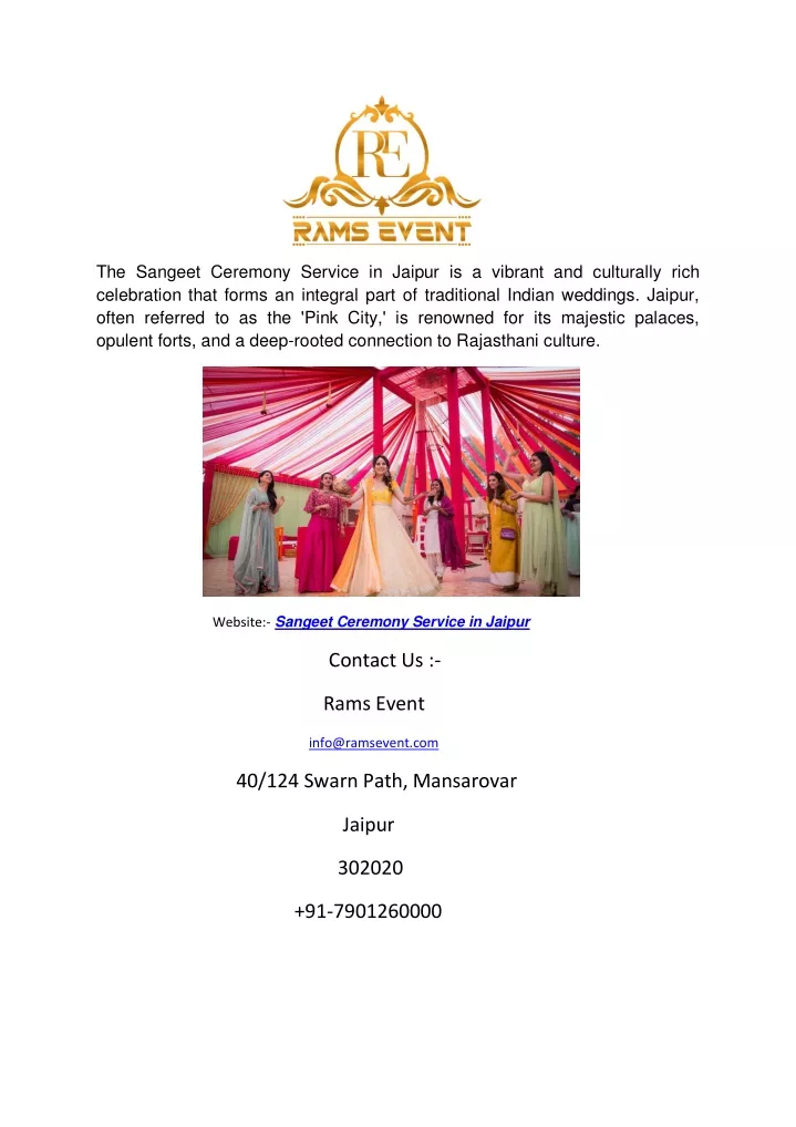 the sangeet ceremony service in jaipur