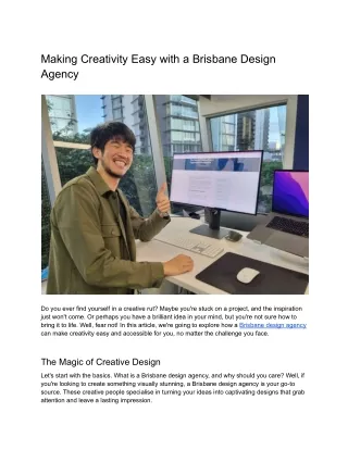 Making Creativity Easy with a Brisbane Design Agency