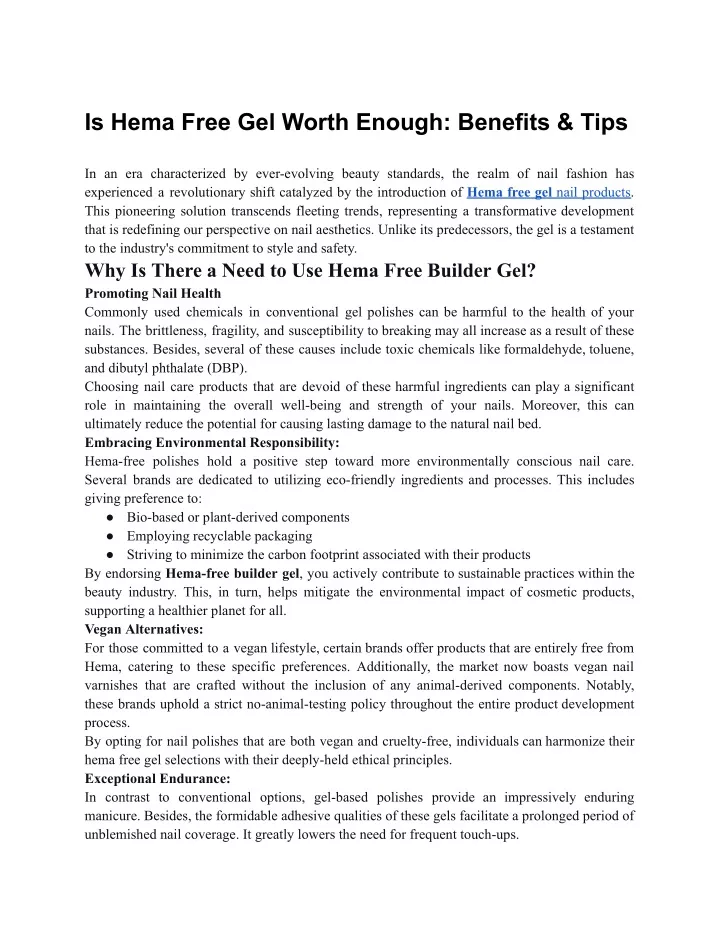 is hema free gel worth enough benefits tips
