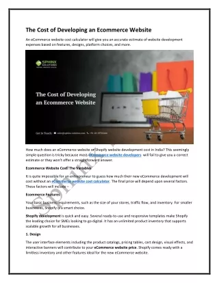 the cost of developing an ecommerce website