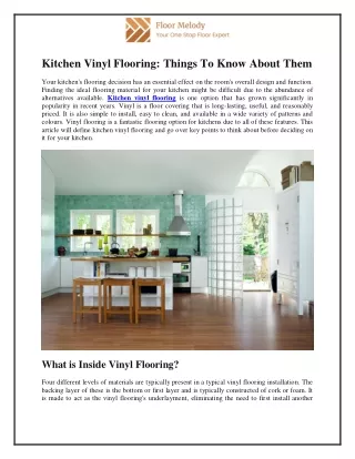Kitchen Vinyl Flooring: Things To Know About Them
