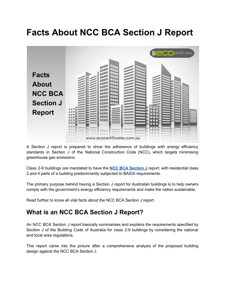 facts about ncc bca section j report