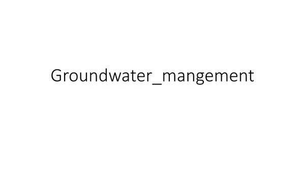 groundwater mangement