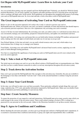 Begin with MyPrepaidCenter: Find out how to Activate your Card