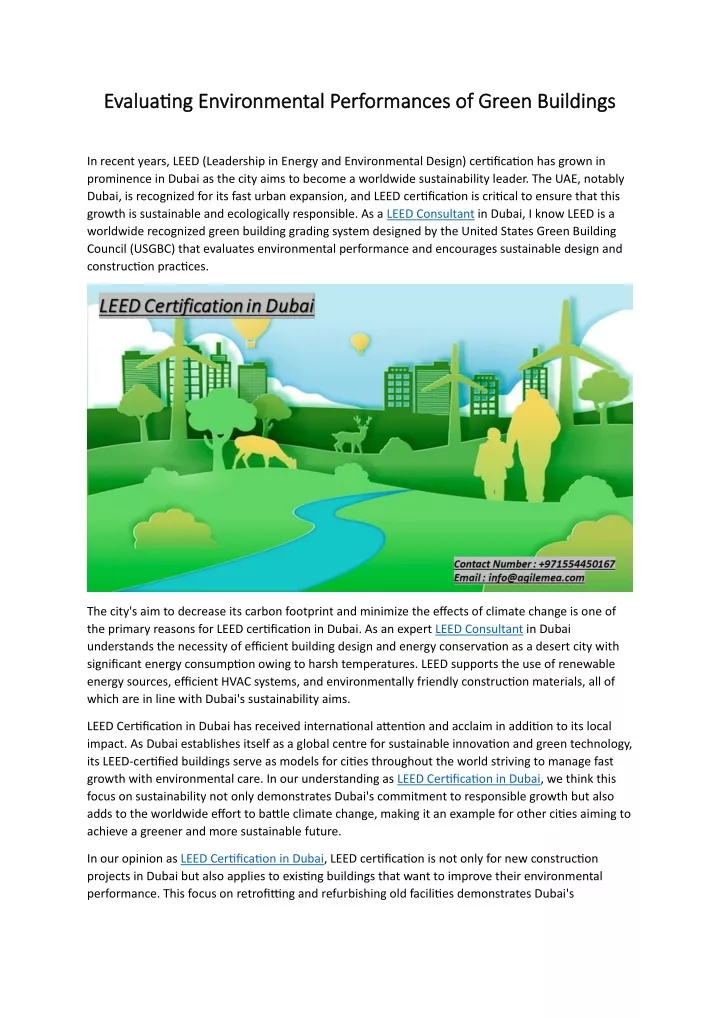 evaluating environmental performances of green