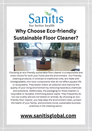 Why Choose Eco-friendly Sustainable Floor Cleaner?
