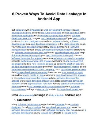 6 proven ways to avoid data leakage in android app