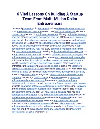 6 vital lessons on building a startup team from