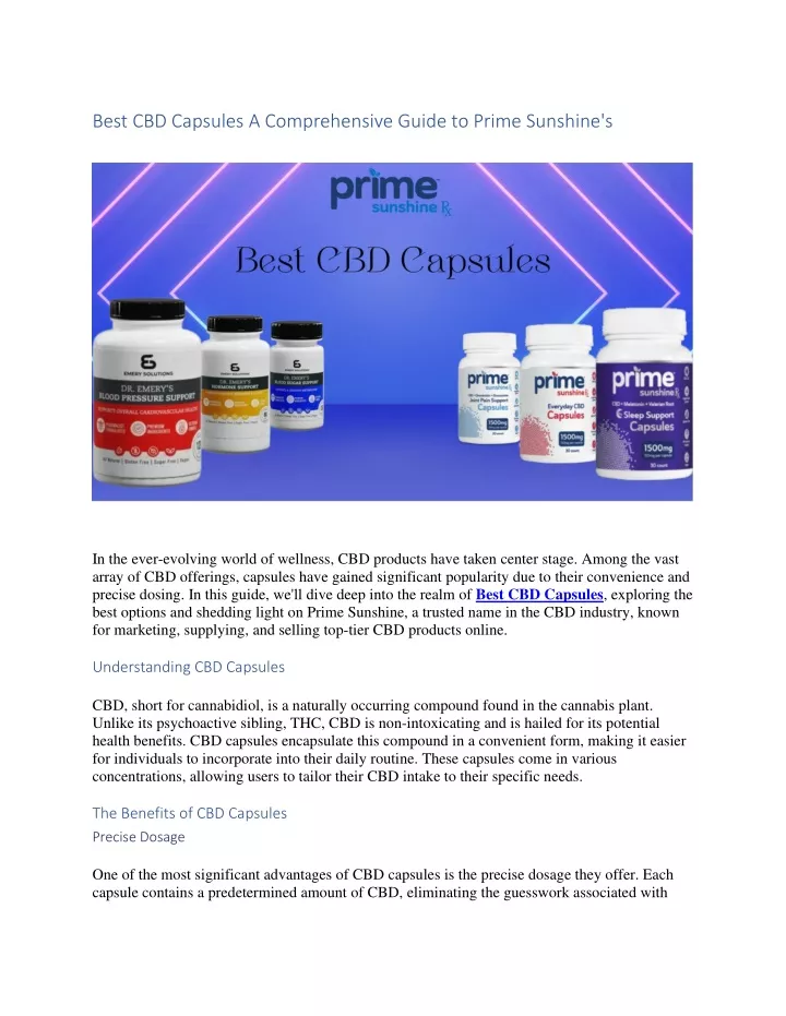 best cbd capsules a comprehensive guide to prime