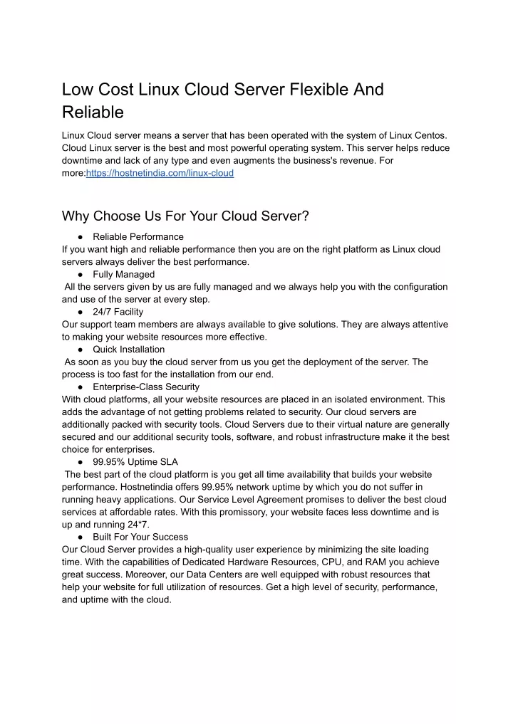 low cost linux cloud server flexible and reliable