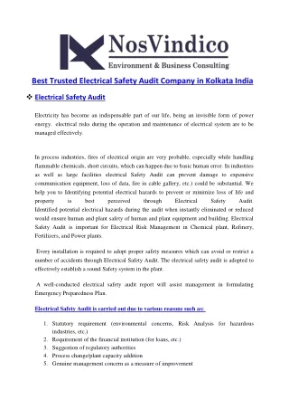 Best Trusted Electrical Safety Audit Company in Kolkata India