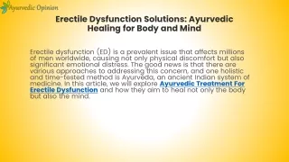 Erectile Dysfunction Solutions Ayurvedic Healing for Body and Mind