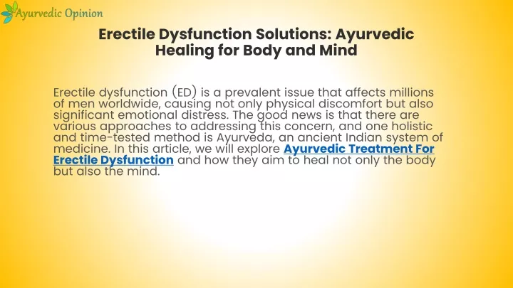 erectile dysfunction solutions ayurvedic healing for body and mind