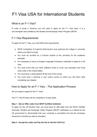 Your Guide to F1 Visa USA: Application Process, Requirements, and Tips