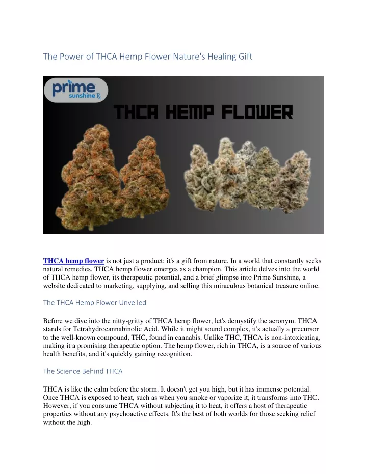 the power of thca hemp flower nature s healing