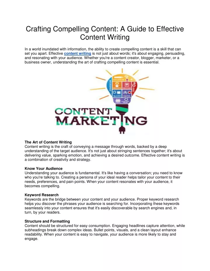 crafting compelling content a guide to effective