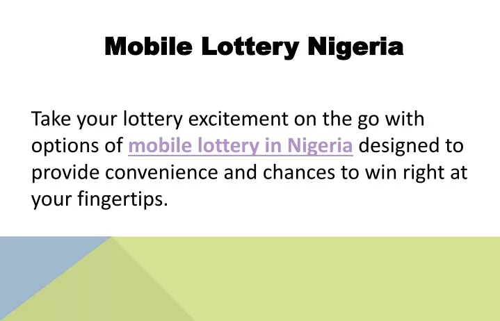 mobile lottery nigeria