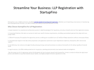 Streamline Your Business: LLP Registration with StartupFino