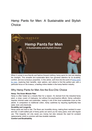 Hemp Pants for Men_ A Sustainable and Stylish Choice