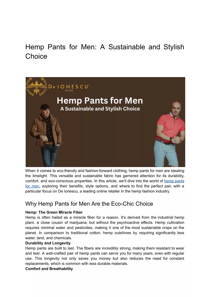 hemp pants for men a sustainable and stylish