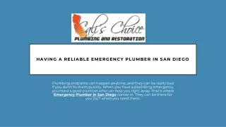Having a Reliable Emergency Plumber in San Diego