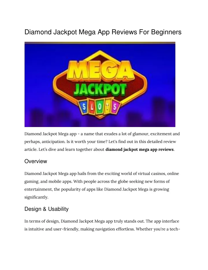 diamond jackpot mega app reviews for beginners