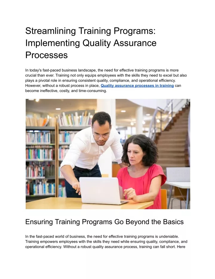 streamlining training programs implementing