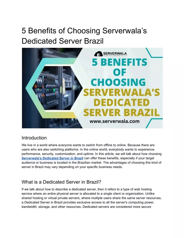 5 benefits of choosing serverwala s dedicated