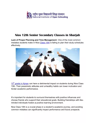 Nios 12th Senior Secondary Classes in Sharjah