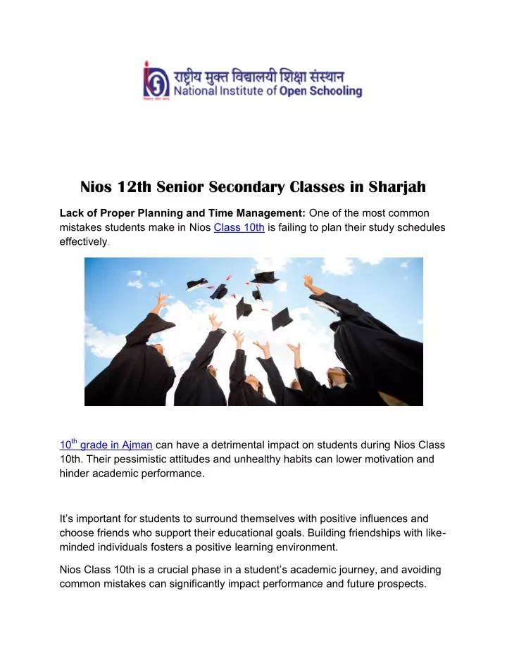 nios 12th senior secondary classes in s nios 12th