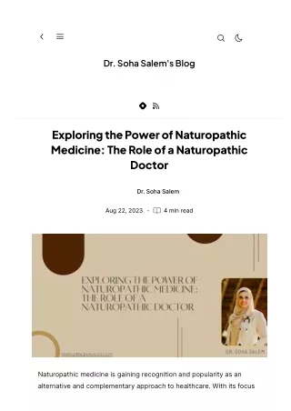 Exploring the Power of Naturopathic Medicine: The Role of a Naturopathic Doctor