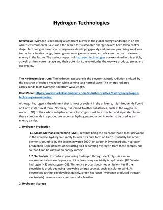 hydrogen technologies