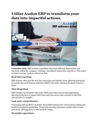 utilize axolon erp to transform your data into