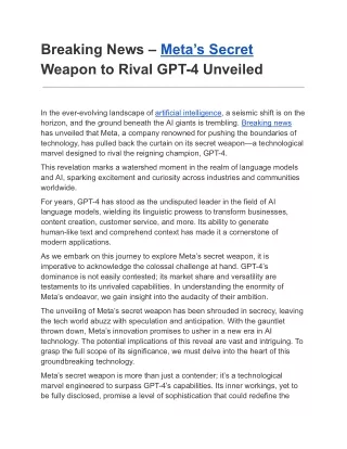 Breaking News – Meta’s Secret Weapon to Rival GPT-4 Unveiled