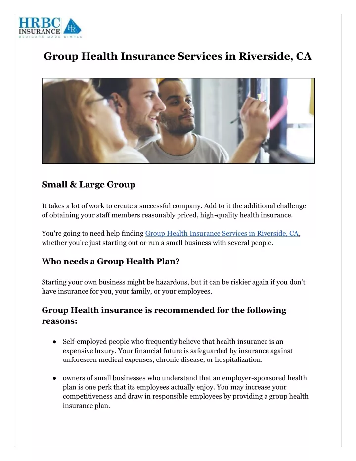 group health insurance services in riverside ca