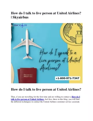 How do I talk to live person at United Airlines?