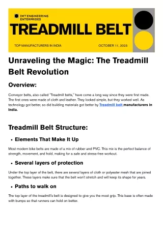 A brief explanation of the Treadmill Belt