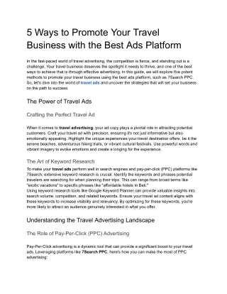 5 Ways to Promote Your Travel Business with the Best Ads Platform