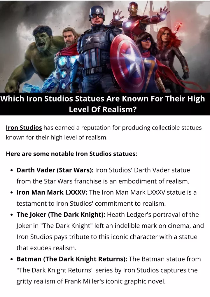 which iron studios statues are known for their