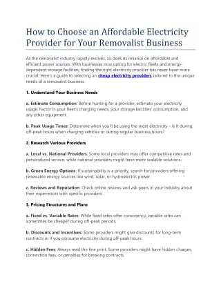 How to Choose an Affordable Electricity Provider for Your Removalist Business