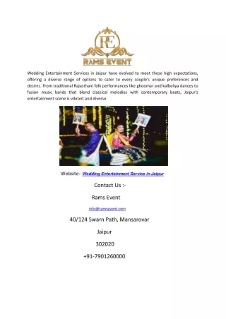 Get Wedding Entertainment Service in Jaipur