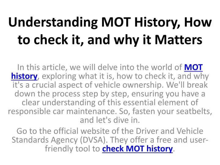 understanding mot history how to check it and why it matters