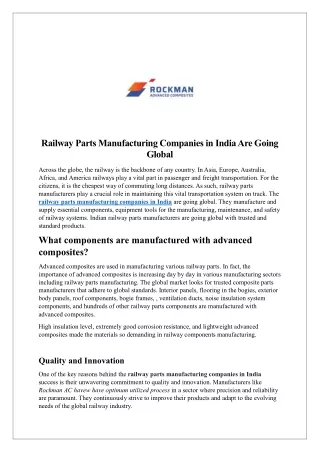 railway parts manufacturing companies in india