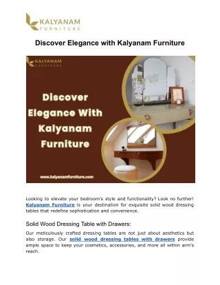 Discover Elegance with Kalyanam Furniture